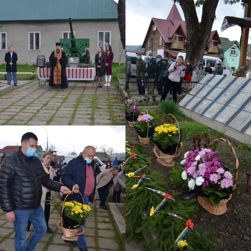 Ясіня.  Травневі Дні пам’яті збирають громадськість селища біля пам’ятника невідомим солдатам та гармати-пам'ятника воїнам Радянської Армії. 